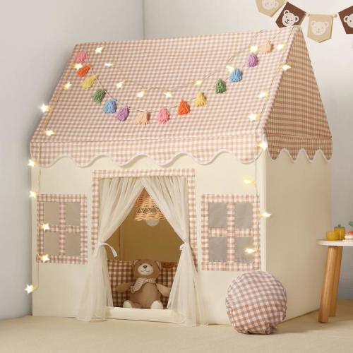 JungleDove Kids Play Tent Indoor with Brown Checkered Mat Rainbow - TikTok Shop