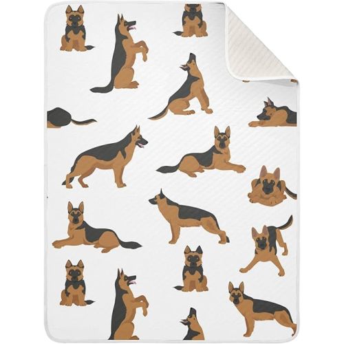 Swaddle Blanket German Shepherd Dogs Cotton Blanket for Infants, Receiving Blanket, Lightweight Soft Swaddling Blanket for Crib, Stroller, Nursery Blankets, 30x40 in