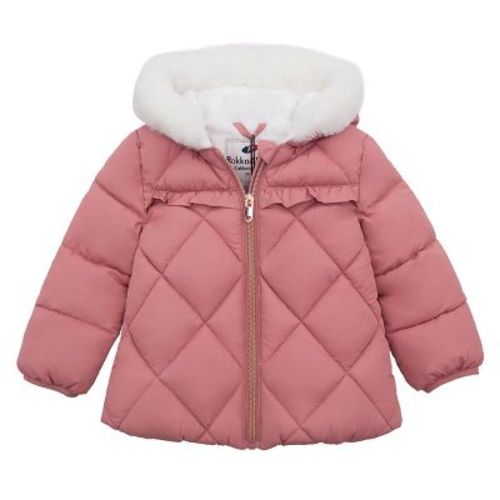 Rokka&rolla Infant Girls' Puffer Jacket Baby Fleece Lined Winter Coat-pink Coral, Size 9-12 Months