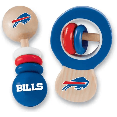 Baby Fanatic Wood Rattle Set - Official NFL Buffalo Bills Baby Toy, BPA Free - for Babies