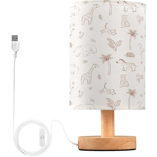 Kigai Brown Safari Animals Bedside Table Lamp
