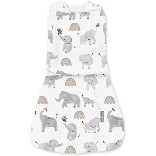 SwaddleMe by Ingenuity Arms Free Convertible Swaddle, 1-Pack, Fits Babies 3-6 Months - Happy Elephant