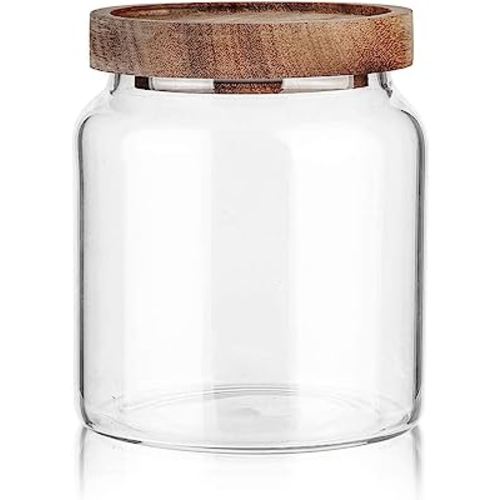 60 Oz Labina Glass Storage Container Airtight Food Jars Kitchen Canister  with Wood Lids, Wide Mouth Pantry Organization Glass Jar for Flour, Sugar,  Cookie, Spagetti, Nuts and Candy 