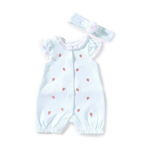 Little Me Baby Girls 3-12 Months Flutter-Sleeve Strawberry-Pattern Romper