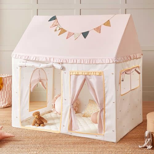 Tiny Land Kids Tent with Mat, Kids Play Tent for Toddlers, Playhouse for Kid Indoor, Ideal Toy Gift for 3+ Girls, Play Room Furniture