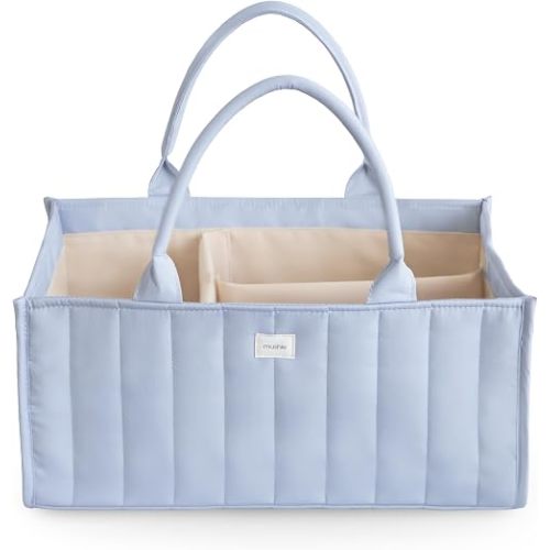 mushie Baby Diaper Caddy | Newborn Essentials Organizer (Tradewinds)