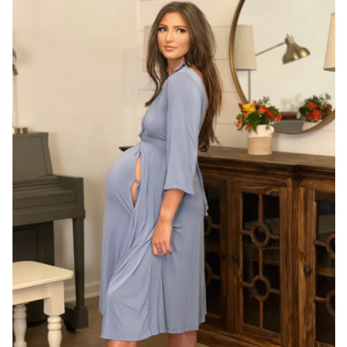 Lila Labor & Postpartum Gown in Periwinkle Blue