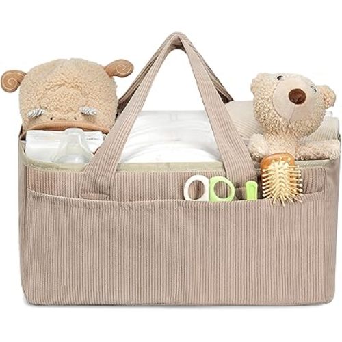 Nappy Caddy & Baby Basket - Multi-functional Baby Caddy with Spacious Pockets, Foldable Design, and Easy-to-clean Fabrics for Modern Parents