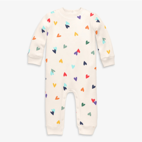 Sweatshirt romper in rainbow confetti hearts