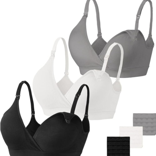 Vinfact 3 Pack Nursing Bras for Breastfeeding Seamless V Neck Maternity Bra Women Pregnancy Breastfeeding Bra