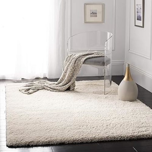 SAFAVIEH California Shag Collection Area Rug - 5'3" x 7'6", Ivory, Non-Shedding & Easy to Clean, Ultra Plush Thick Pile, Ideal for Living Room, Bedroom, Dining Space (SG151-1212)