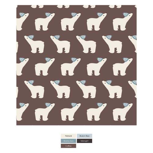 Print Footie with 2 Way Zipper in Coffee Polar Bears 3-6M