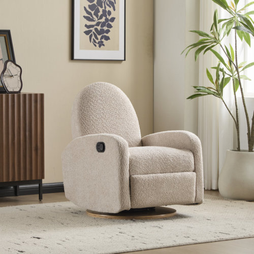 Latitude Run® Augustine Contemporary Boucle Recliner Chair With 3600 Swivel And Glider Base | Wayfair