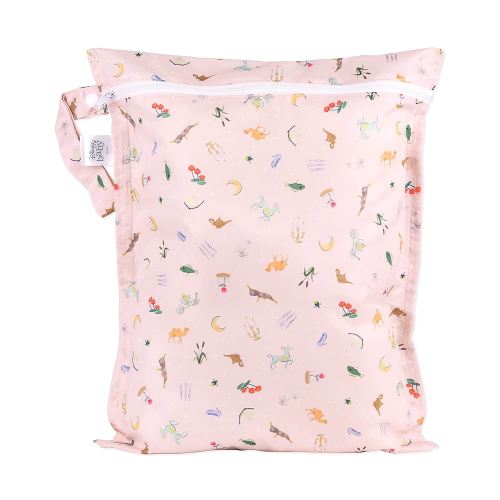 Bumkins Disney Waterproof Wet Bag for Baby, Travel, Swim Suit, Cloth Diapers, Pump Parts, Pool, Beach, Gym Clothes, Toiletry, Hook to Stroller, Daycare, Zip Reusable Wetdry Pack, Princess Magic Pink