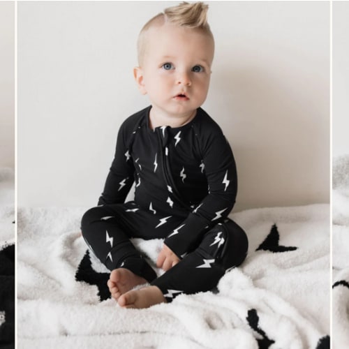 Bamboo Zip Pajamas | Midnight Lightning Bolt