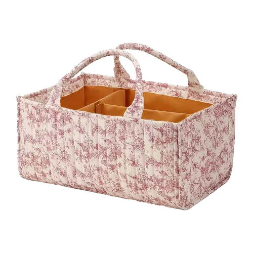Baby Diaper Caddy Organizer for Nursery, Floral Print Storage Basket for Baby Registry Must Haves (Style 3)