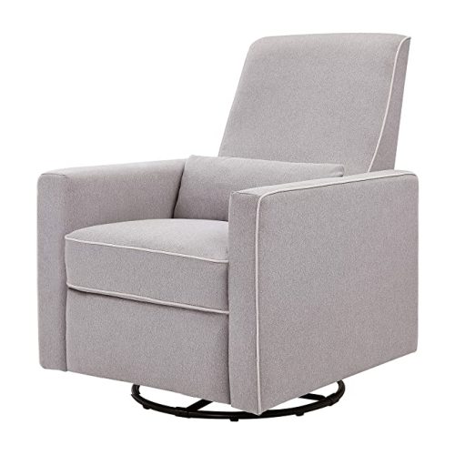 DaVinci Piper Upholstered Recliner and Swivel Glider in Grey with Cream Piping, Greenguard Gold & CertiPUR-US Certified - Grey With Cream Piping