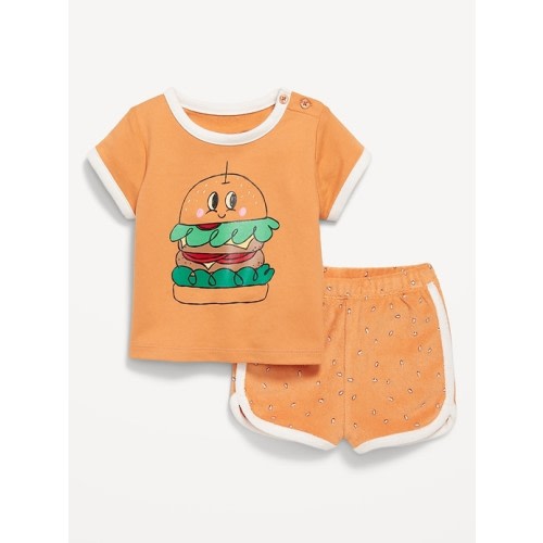 Terry Ringer Graphic T-Shirt and Shorts Set for Baby