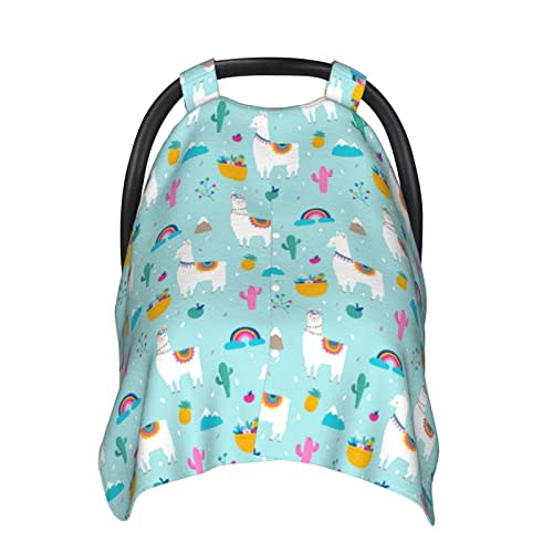 Llama Car Seat Cover for Baby in Winter Summer, Nursing Cover for Mom, Llama Stuff for Baby Boys Girls