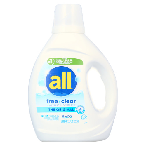 all Stainlifters Free Clear, Safe Washing Liquid Laundry Detergent for Sensitive Skin, Odorless, 58 Loads, 88 Fl. Oz.