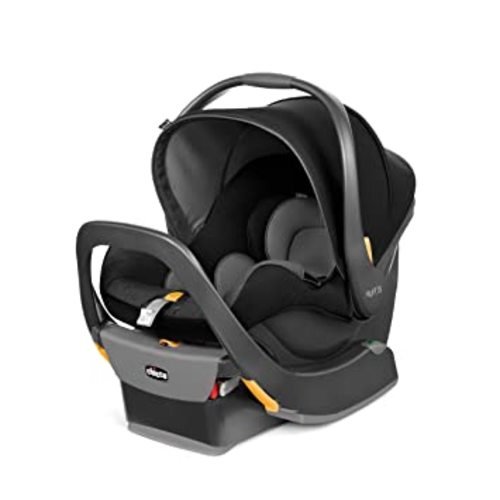 Chicco KeyFit 35 Infant Car Seat and Base, Rear-Facing Seat for Infants 4-35 lbs, Includes Infant Head and Body Support, Compatible with Chicco Strollers, Baby Travel Gear | Onyx/Black - Durable Woven Seat Pad