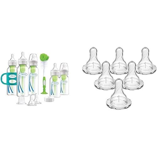 Dr. Brown's Anti-Colic Options+ Narrow Bottle to Sippy Gift Set with Level 1 Slow Flow Nipples, Sippy Spout, Handles, Cap and Brush