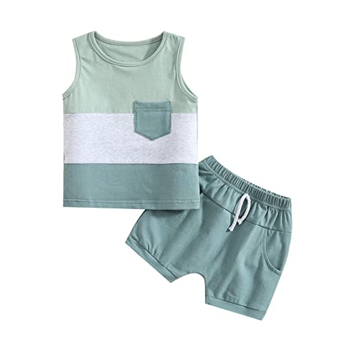 CIYCUIT 2Pcs Baby Boy Summer Clothes Infant Toddler Beach Outfits Sleeveless Tank Tops Shorts Set