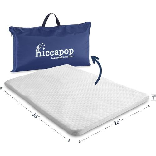 hiccapop Pack and Play Mattress Pad for (38"x26"x1"), Playpen Pad, Playard Mattress for Pack and Play, Pack N Play Mattress Topper with Carry Bag and Washable Cover, 1" Thick - (1") Playard Mattress With Carry Bag