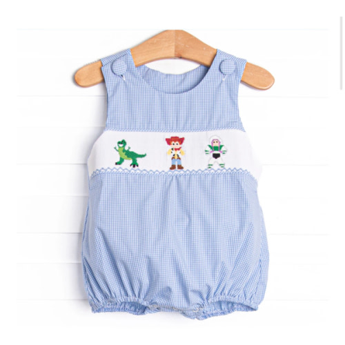 Toy Box Friends Smocked Bubble, Blue – Stitchy Fish