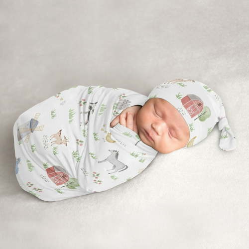 Farm Animals Baby Cocoon and Beanie Hat Sleep Sack Set by Sweet JoJo Designs