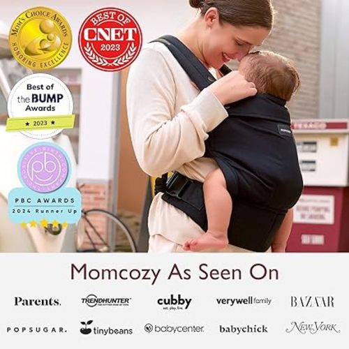 Momcozy Baby Carrier - Ergonomic, Cozy and Lightweight Carrier for 7-44lbs, Effortless to Put On, Ideal for Hands-Free Parenting, Enhanced Lumbar Support, Purehug for Infant to Toddler, Black
