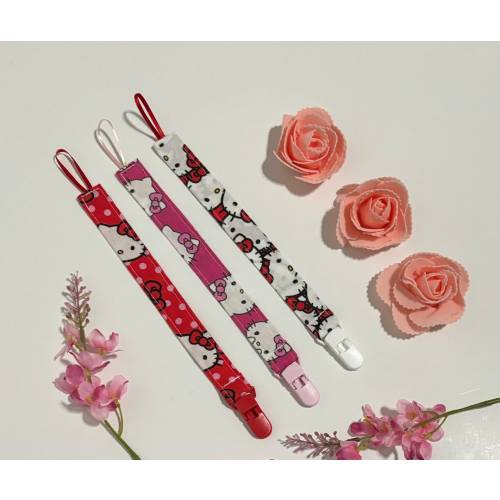 Hello Kitty Pacifier Clips, Toddler Pacifier Holder Baby Gift New Parents/Baby Shower Expecting Mom Gift Handmade