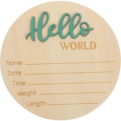 PRETYZOOM Wooden Round Bulletin Board Sign for Birth Announcement Newborn Photography Prop