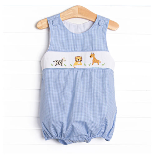 Wild Ones Smocked Bubble, Blue – Stitchy Fish