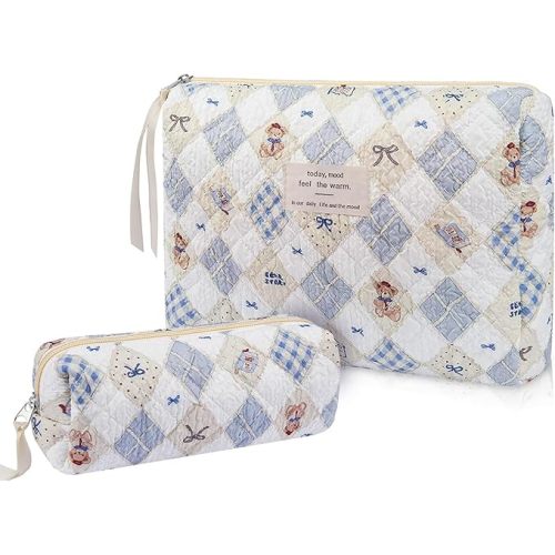 Gosect 2PC Bag Toiletry Bag, Trave Organizer Bag (Argyle Bear)