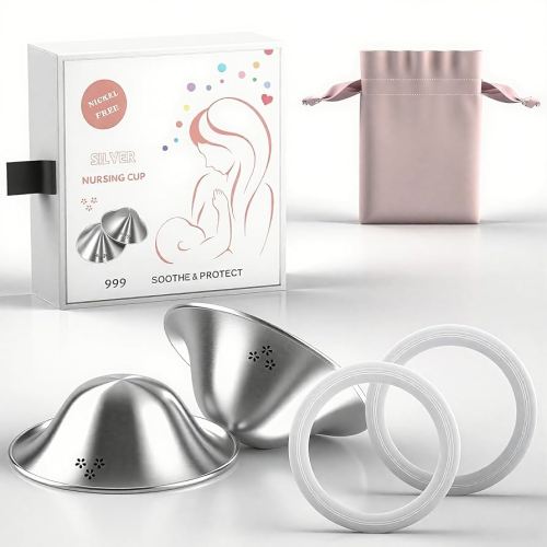 luxury little 999 Silver Nursing Cups for Breastfeeding Moms, Advanced Ventilation Design Nipple Shield, Comfortable Lactation Care for Postpartum Nursing Moms, Breastfeeding Essential, X-Large
