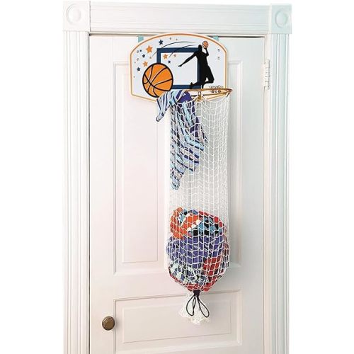 Taylor Toy Basketball Hamper, Sports Inspired Hamper, Over the Door Basketball Laundry Hamper, Kids Hanging Laundry Basket, Sports Hampers for Bedroom Decor