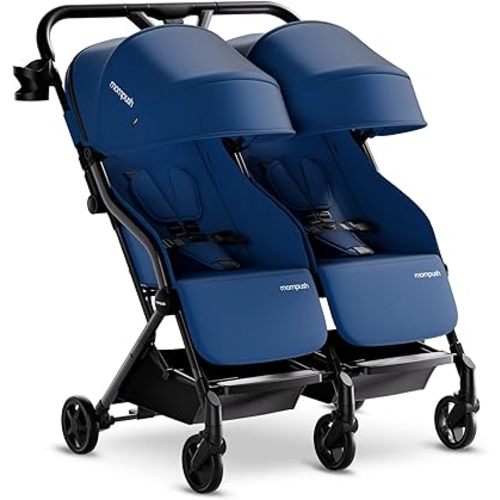 Mompush Lithe Double Ultralight Stroller, Lightweight Side by Side Stroller, Two Large Seats with Individual Recline, Easy Fold