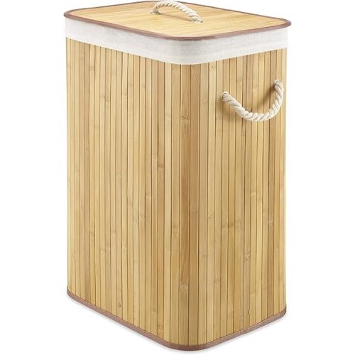 Whitmor Laundry Hamper with Rope Handles Bamboo, 12.25x16.25x23.375, Natural Stain 6277-6702