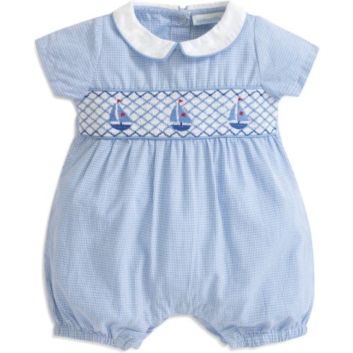 Baby Nautical Embroidered Smocked Romper, 18-24M, Blue