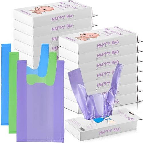 Tenceur 1800 Pcs Baby Disposable Diaper Sacks Bulk, Scented Diaper Bags with Easy Tie Handle Disposal Diaper Trash Bags Baby Poop Bags Waste Bag Refill for Travel