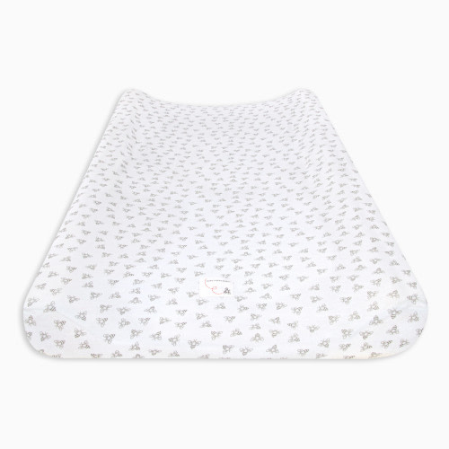 Organic Cotton Jersey Changing Pad Cover - Heather Grey Honeybee