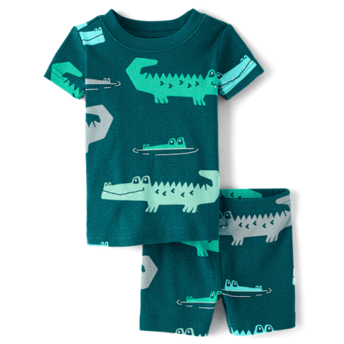 Baby And Toddler Boys Crocodile Snug Fit Cotton Pajamas - Green