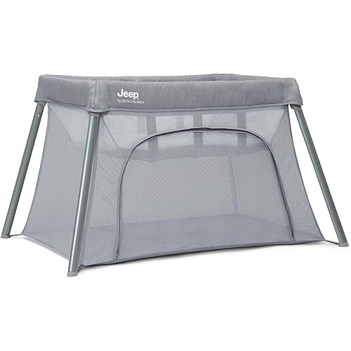 Jeep Horizon Compact Travel 2-in-1 Play Yard and Bassinet, Light Grey