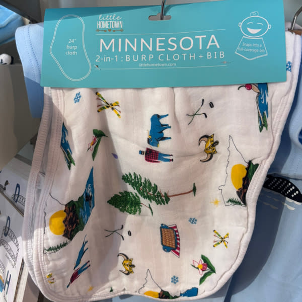 Minnesota Home Town Baby Burp Cloth & Bib Combo