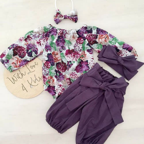 Newborn Infant Kid Baby Girl Romper Bodysuit Jumpsuit Clothes Outfits Lots 3pcs Purple 3-6 Months