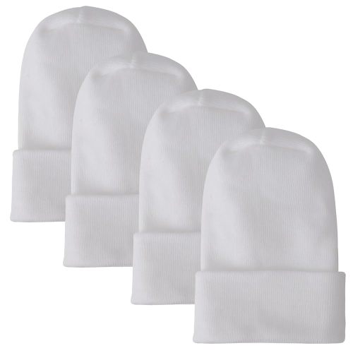 DRESHOW BQUBO 4 Pack Newborn Hospital Hat Infant Baby Hat Cap with Big Bow Soft Cute Knot Nursery Beanie