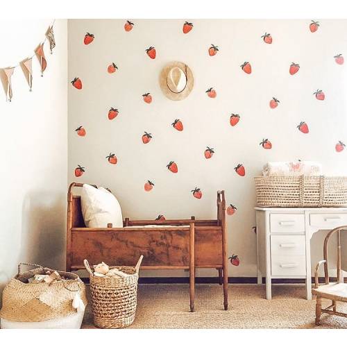 Strawberries Decal - Wall Decal Set for Kids Decor, this charming set of wall stickers will add a touch of playful elegance to any room.