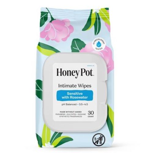 Honey Pot Intimate Wipes - Sensitive with Rosewater - 30 ct