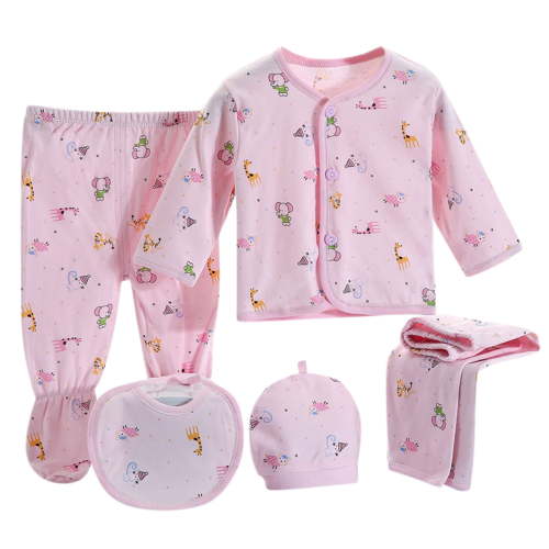 Edvintorg 5PCS Newborn Baby Boys Girls clothes sets Long Sleeve Tops+Hat+Pants+Bib Outfits Set baby kawaii clothing Infantis Costume